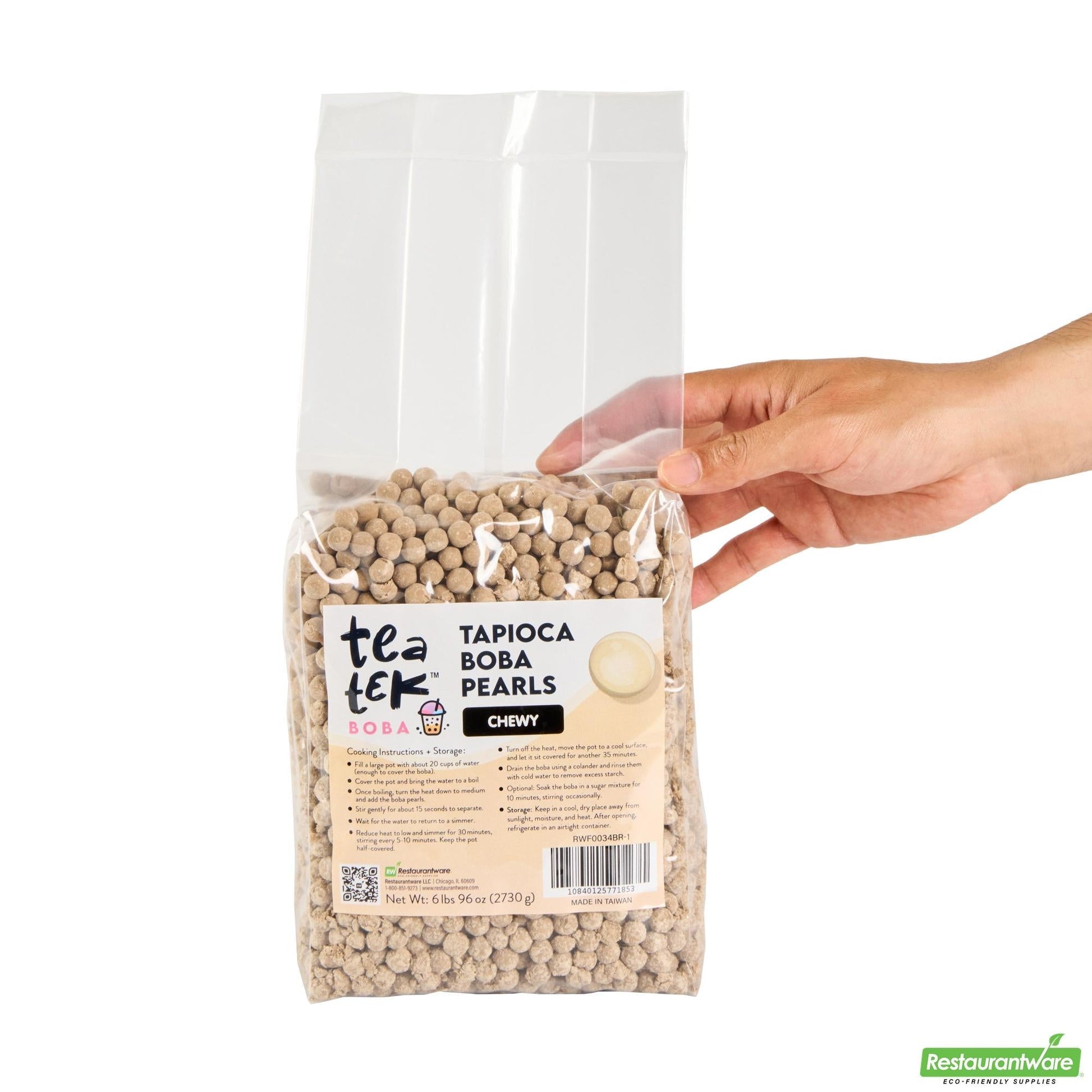 Wholesale Restaurantware Tea Tek 6 Lb Tapioca Boba Pearls - Chewy - 6 Count Box- Bulk