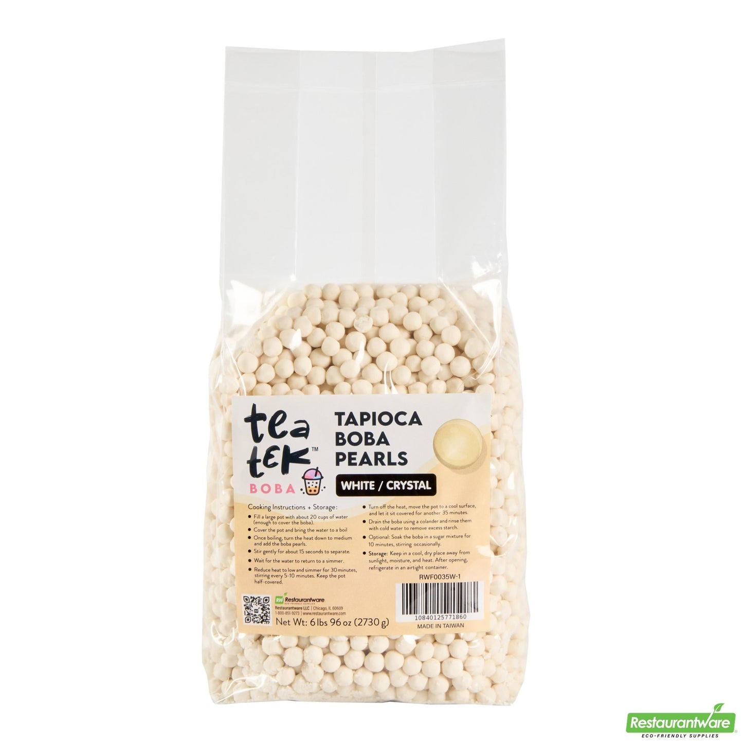 Wholesale Restaurantware Tea Tek 6 Lb Tapioca Boba Pearls - 6 Count Box- Bulk