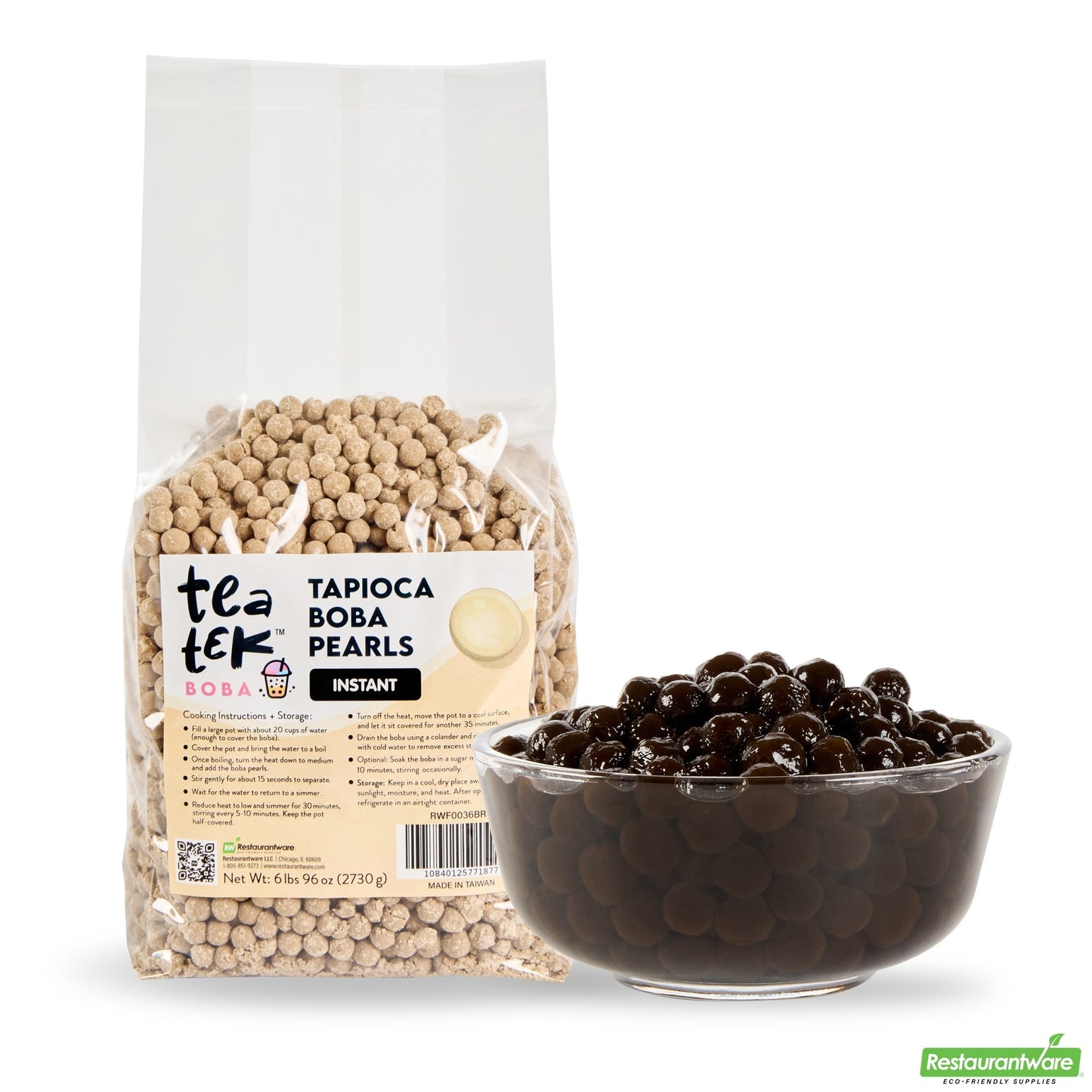 Wholesale Restaurantware Tea Tek 6 Lb Tapioca Boba Pearls - Instant - 6 Count Box- Bulk