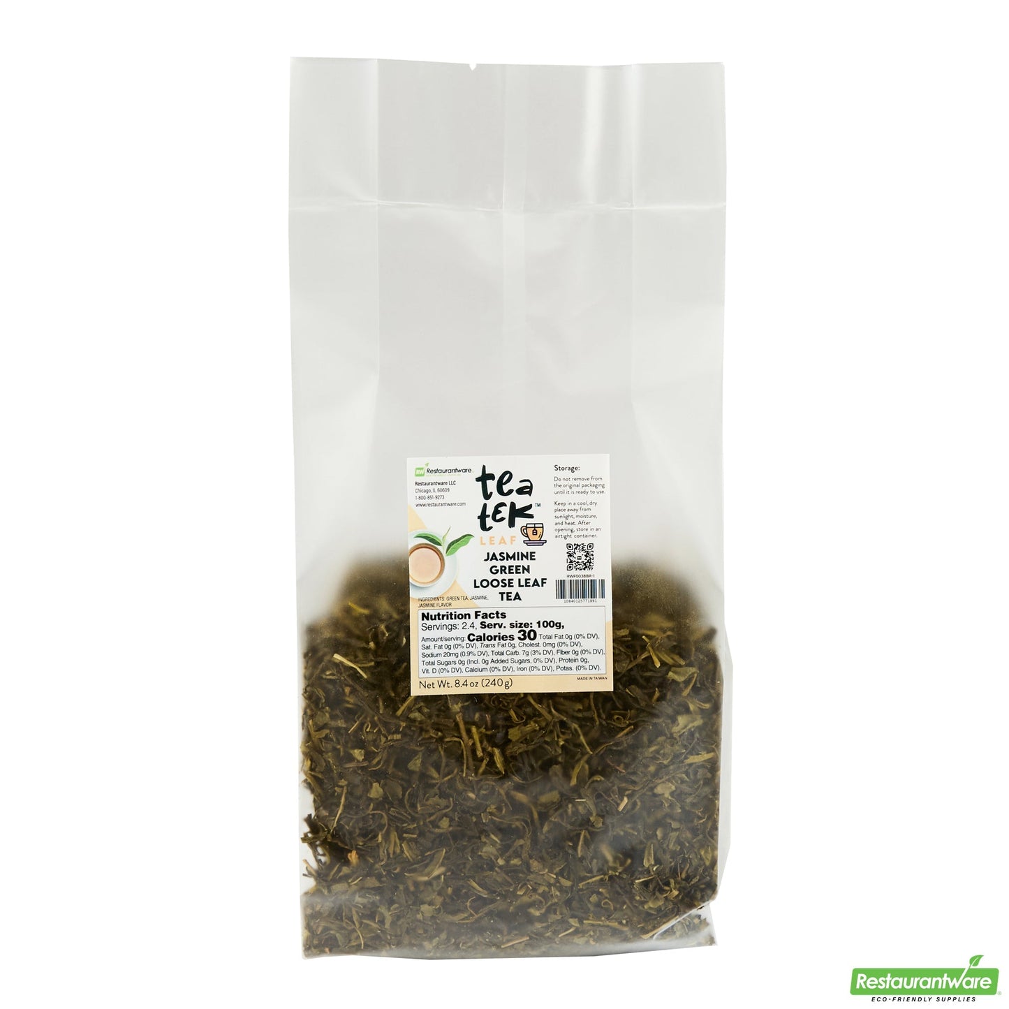 Wholesale Restaurantware Tea Tek 8.4 Oz Jasmine Green Loose Leaf Tea - 25 Count Box- Bulk