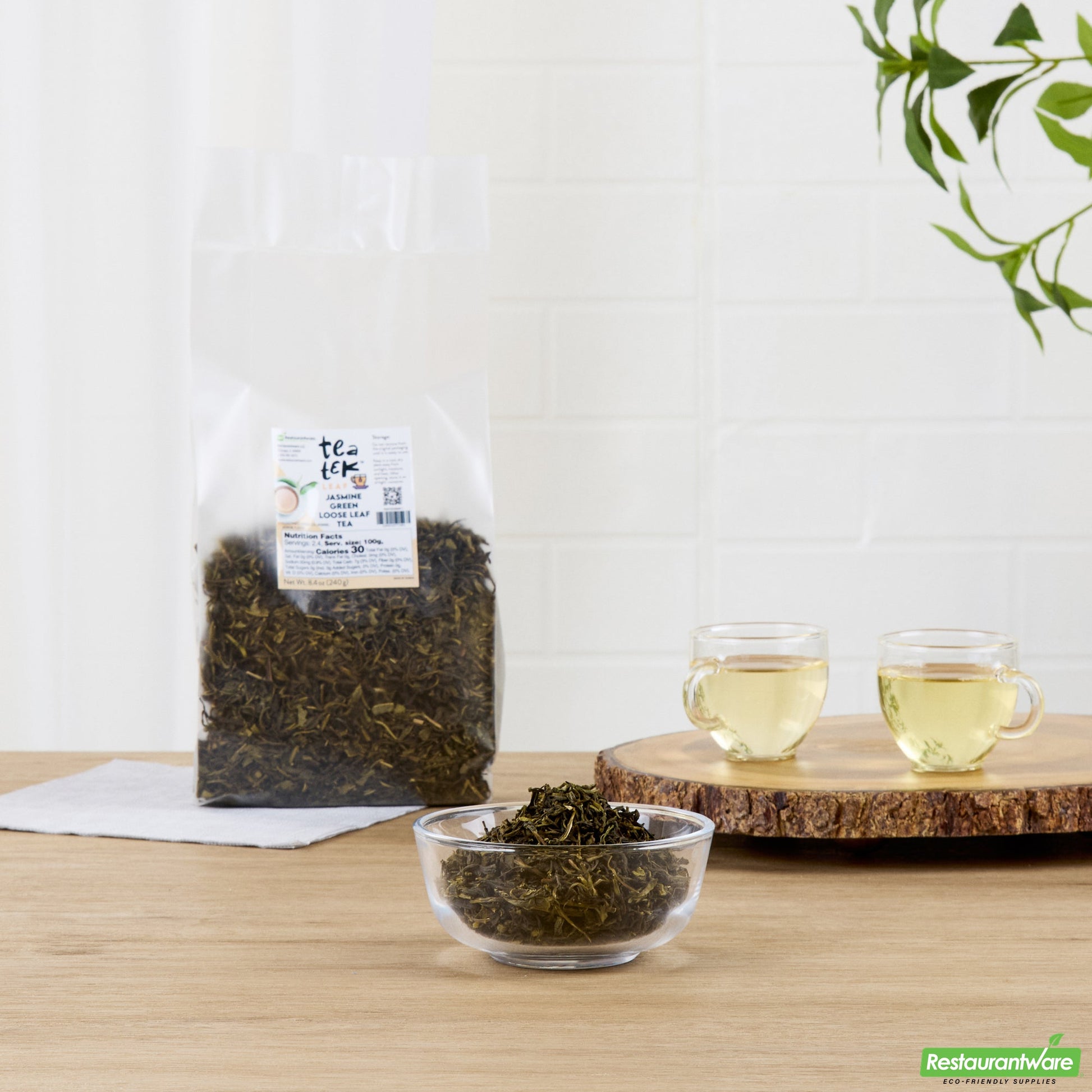 Wholesale Restaurantware Tea Tek 8.4 Oz Jasmine Green Loose Leaf Tea - 25 Count Box- Bulk