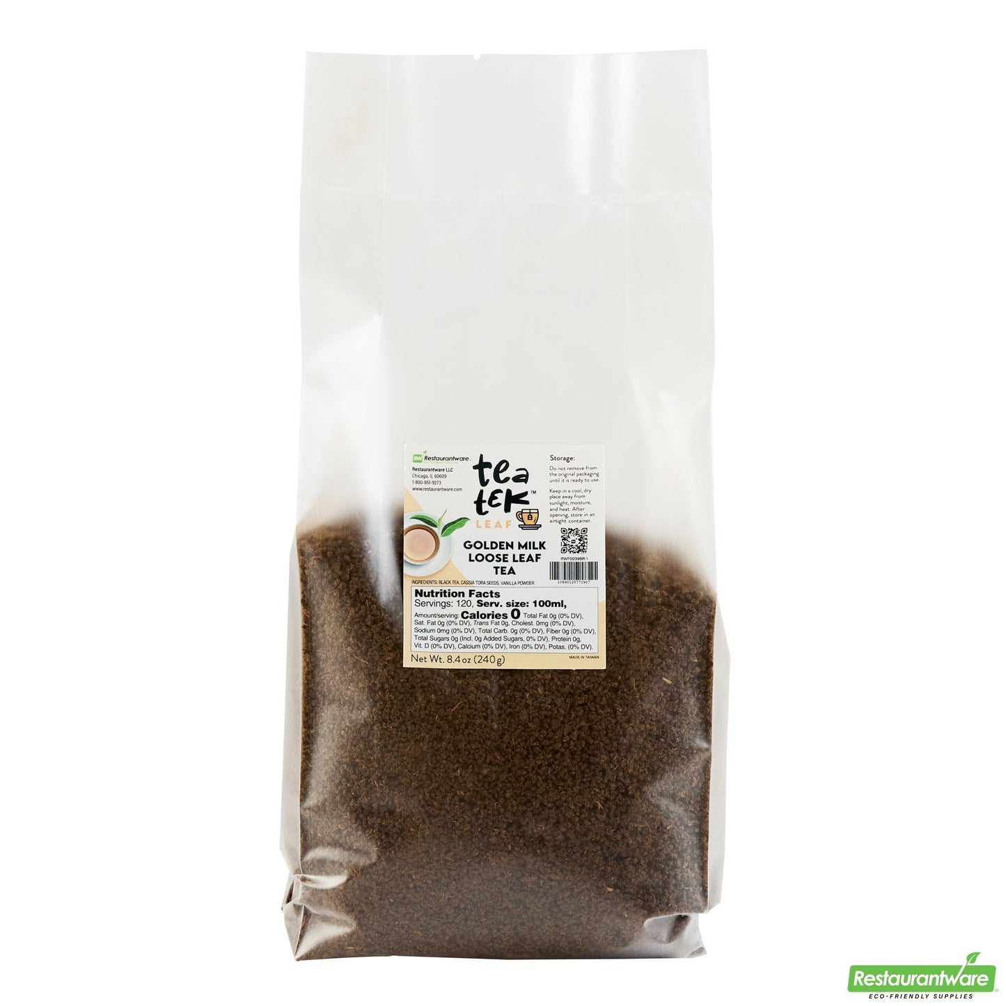 Wholesale Restaurantware Tea Tek 8.4 Oz Golden Milk Loose Leaf Tea - 25 Count Box- Bulk