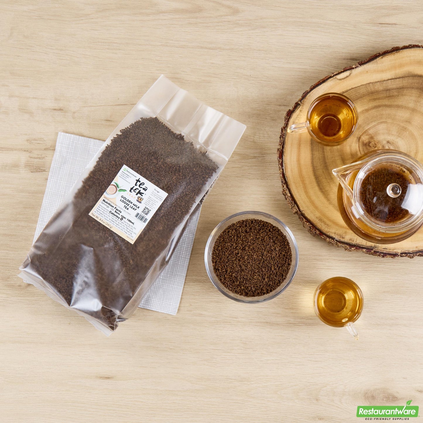 Wholesale Restaurantware Tea Tek 8.4 Oz Golden Milk Loose Leaf Tea - 25 Count Box- Bulk