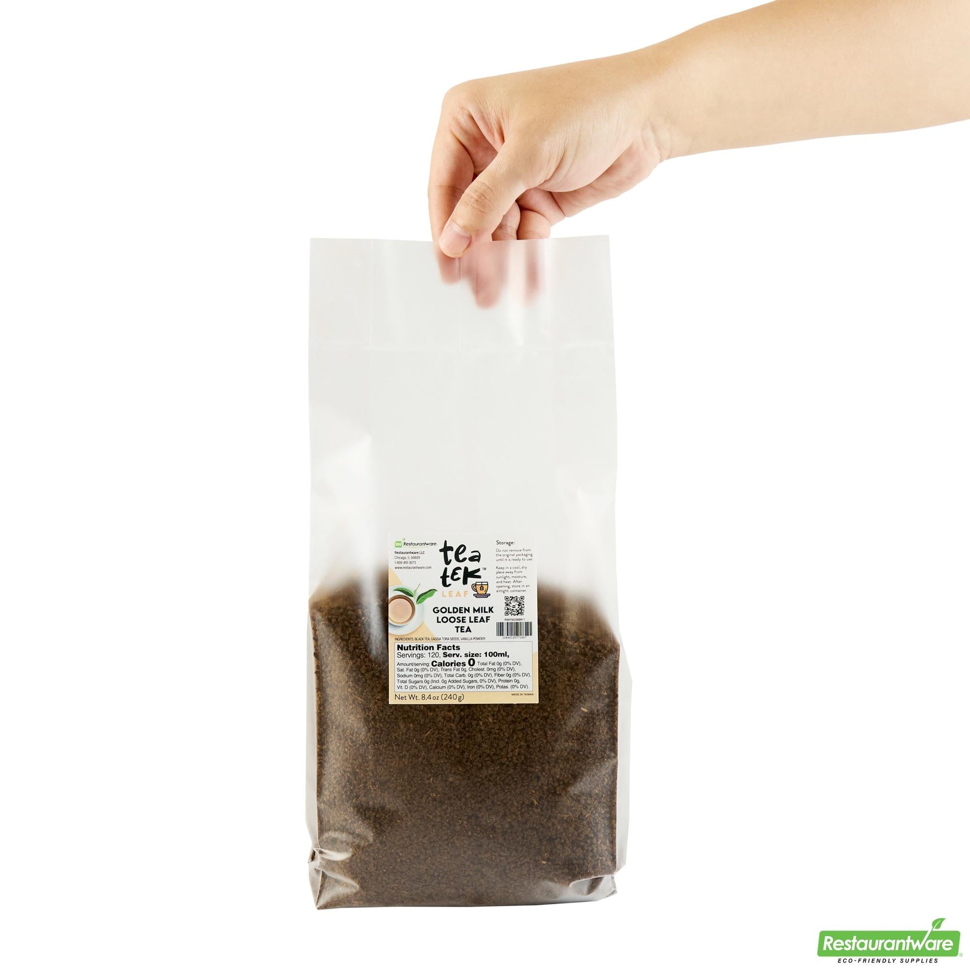 Wholesale Restaurantware Tea Tek 8.4 Oz Golden Milk Loose Leaf Tea - 25 Count Box- Bulk