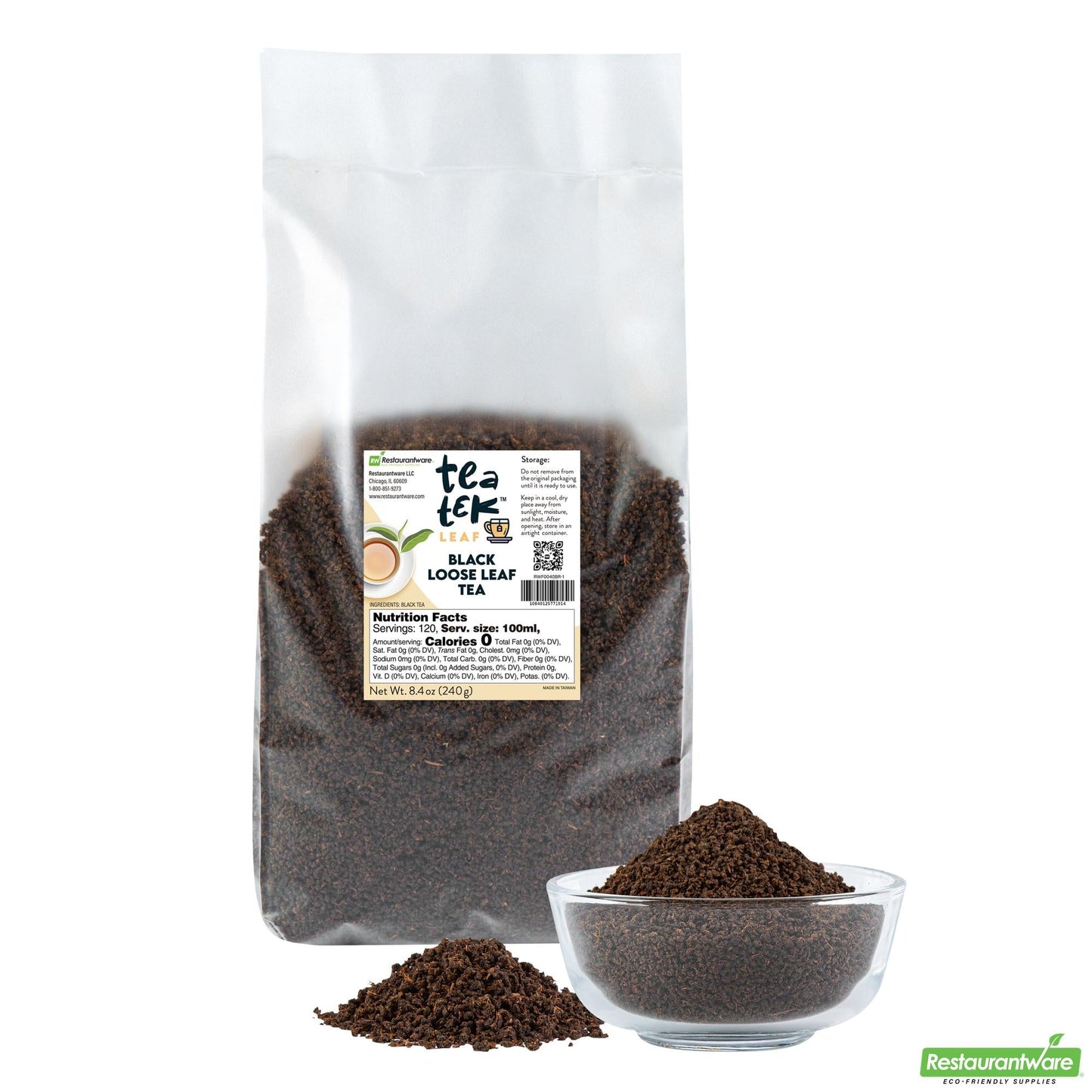 Wholesale Restaurantware 8.4 Oz Black Loose Leaf Tea - 14" X 9.4" X 17.7"- Bulk