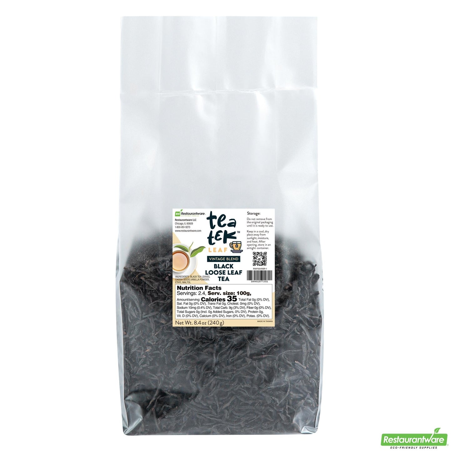 Wholesale Restaurantware Tea Tek 8.4 Oz Black Loose Leaf Tea - Vintage Blend - 25 Count Box- Bulk
