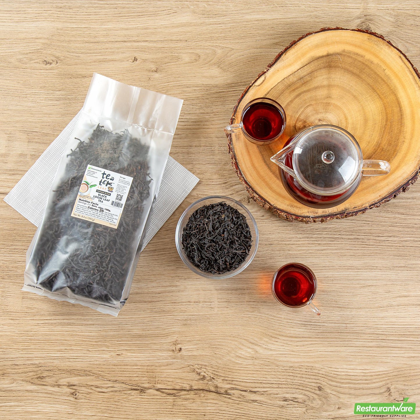 Wholesale Restaurantware Tea Tek 8.4 Oz Black Loose Leaf Tea - Vintage Blend - 25 Count Box- Bulk
