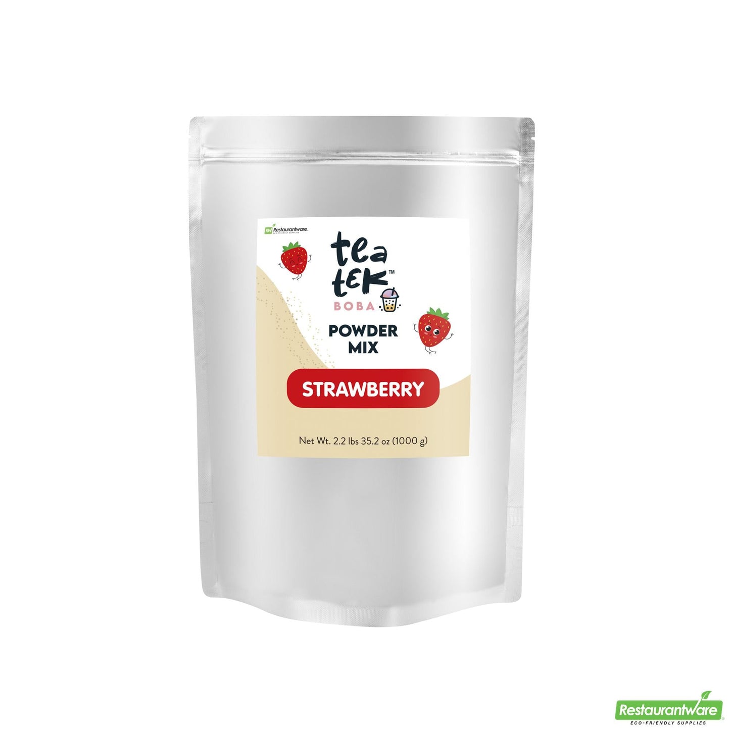Wholesale Restaurantware Tea Tek 35.2 Oz Strawberry Powder Mix - 10 Count Box- Bulk