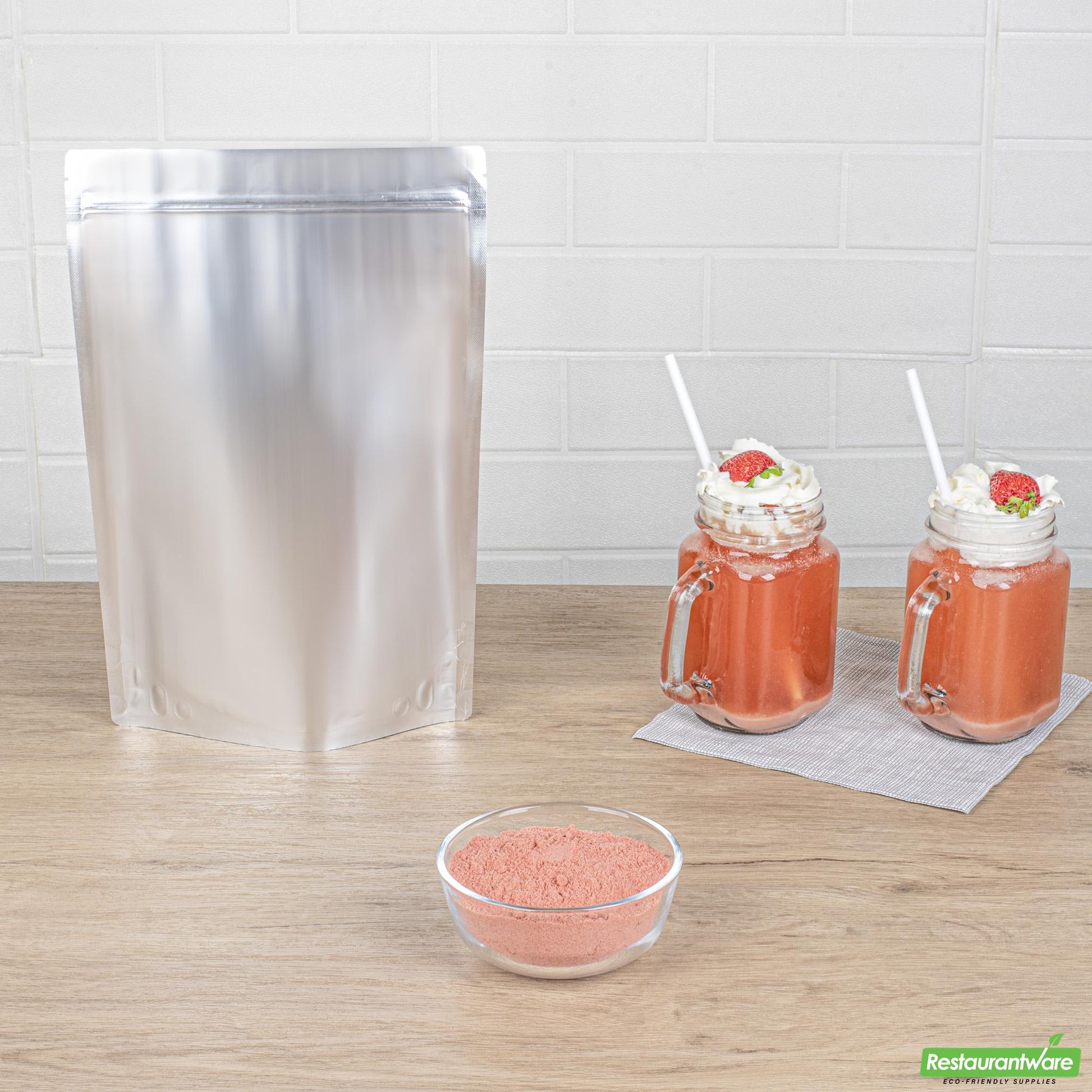 Wholesale Restaurantware Tea Tek 35.2 Oz Strawberry Powder Mix - 10 Count Box- Bulk