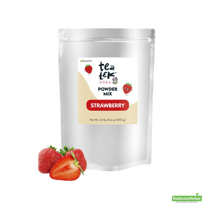 Wholesale Restaurantware Tea Tek 35.2 Oz Strawberry Powder Mix - 10 Count Box- Bulk