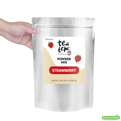 Wholesale Restaurantware Tea Tek 35.2 Oz Strawberry Powder Mix - 10 Count Box- Bulk