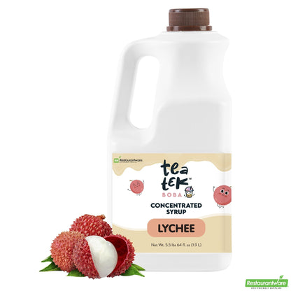 Wholesale Restaurantware Tea Tek 64 Fl. Oz Lychee Concentrated Syrup - 6 Count Box- Bulk