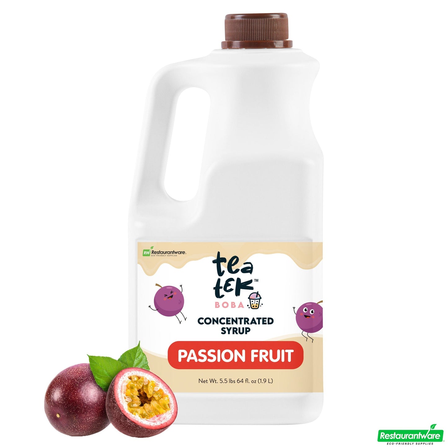 Wholesale Restaurantware Tea Tek 64 Fl. Oz Passion Fruit Concentrated Syrup - 6 Count Box- Bulk