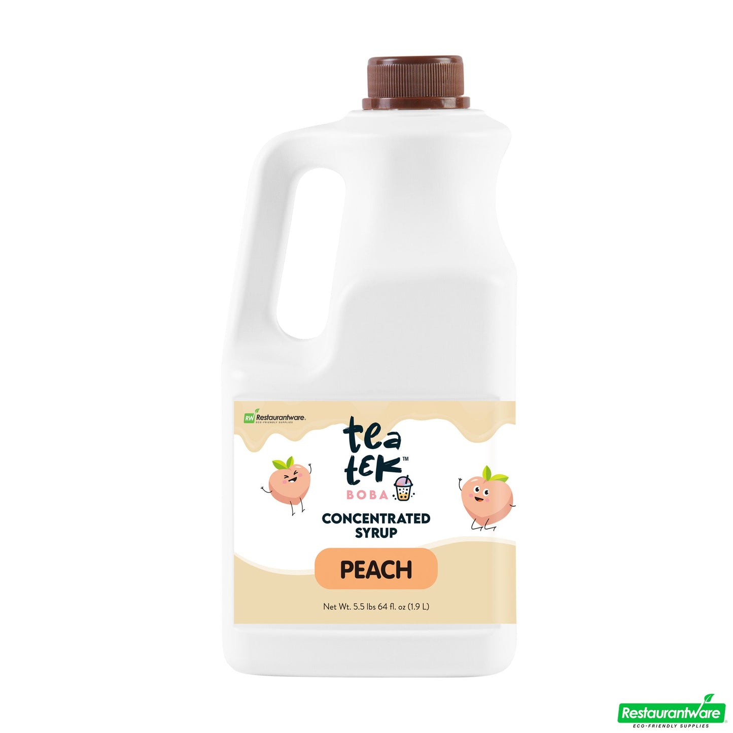 Wholesale Restaurantware Tea Tek 64 Fl. Oz Peach Concentrated Syrup - 6 Count Box- Bulk