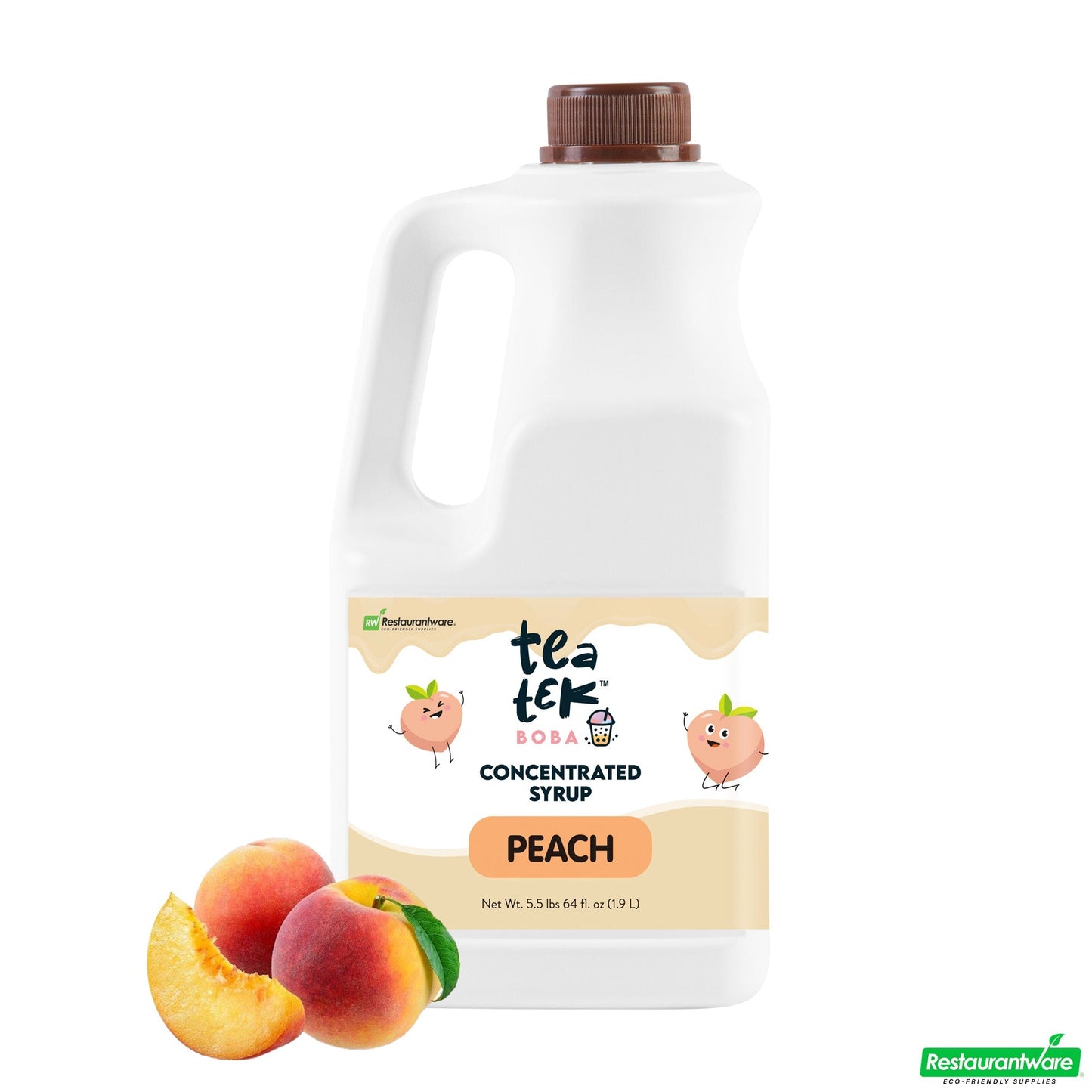 Wholesale Restaurantware Tea Tek 64 Fl. Oz Peach Concentrated Syrup - 6 Count Box- Bulk