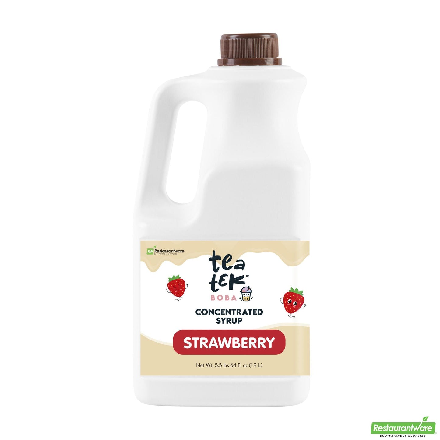 Wholesale Restaurantware Tea Tek 64 Fl. Oz Strawberry Concentrated Syrup - 6 Count Box- Bulk