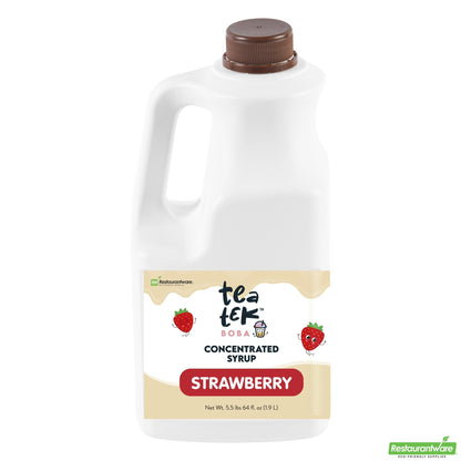 Wholesale Restaurantware Tea Tek 64 Fl. Oz Strawberry Concentrated Syrup - 6 Count Box- Bulk
