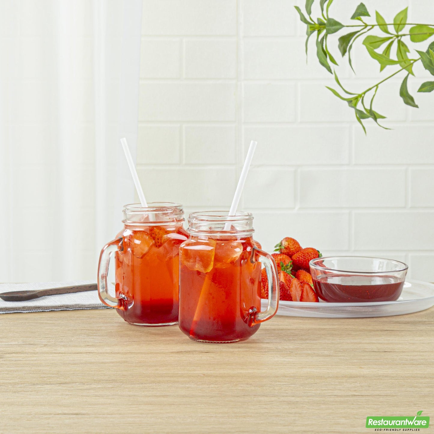 Wholesale Restaurantware Tea Tek 64 Fl. Oz Strawberry Concentrated Syrup - 6 Count Box- Bulk