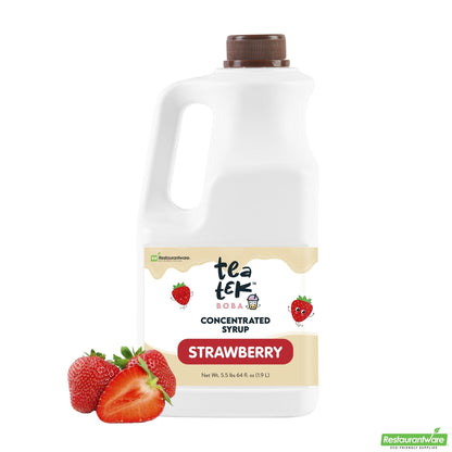 Wholesale Restaurantware Tea Tek 64 Fl. Oz Strawberry Concentrated Syrup - 6 Count Box- Bulk