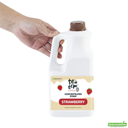 Wholesale Restaurantware Tea Tek 64 Fl. Oz Strawberry Concentrated Syrup - 6 Count Box- Bulk