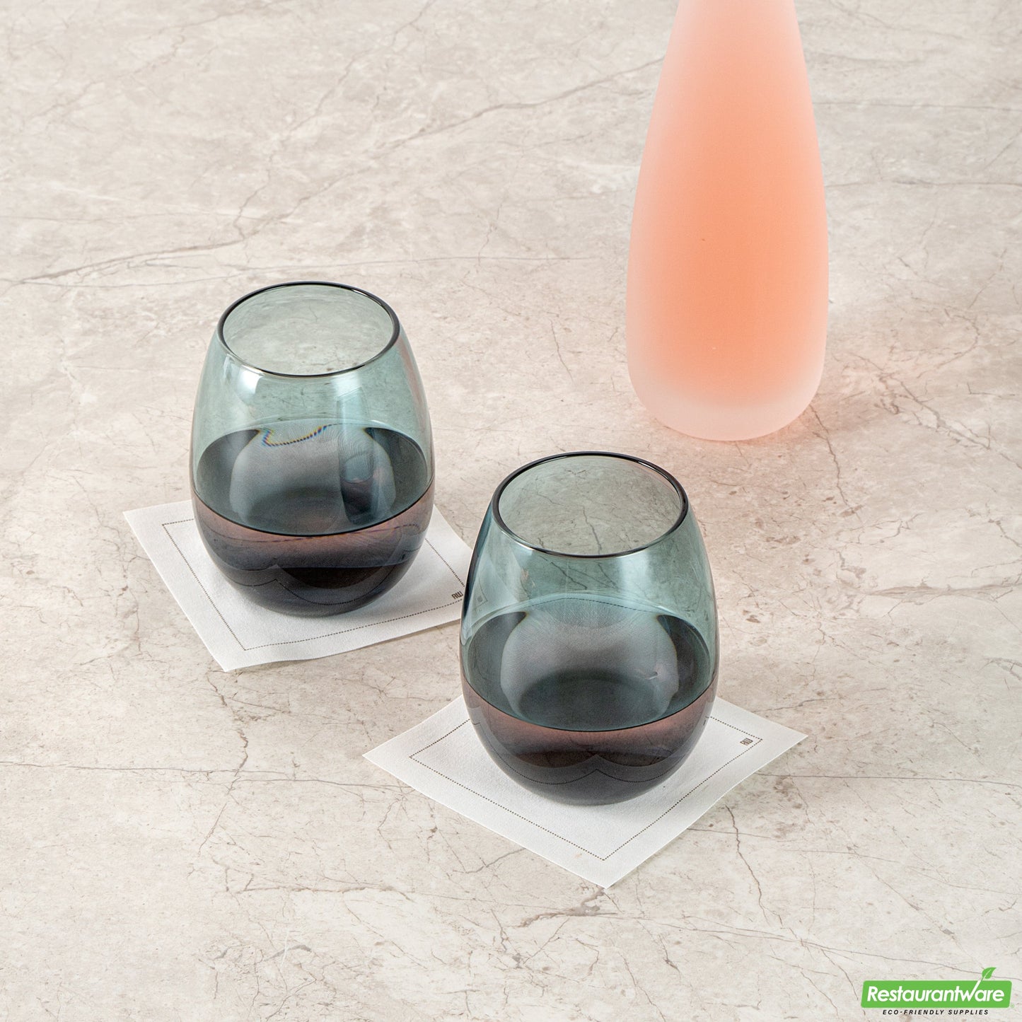 Wholesale Restaurantware Vetri 15 Oz Blue Stemless Wine Glass - 3 3/4" X 3 3/4" X 4 1/4" - 24 Count Box- Bulk