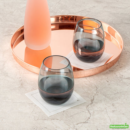 Wholesale Restaurantware Vetri 15 Oz Blue Stemless Wine Glass - 3 3/4" X 3 3/4" X 4 1/4" - 24 Count Box- Bulk