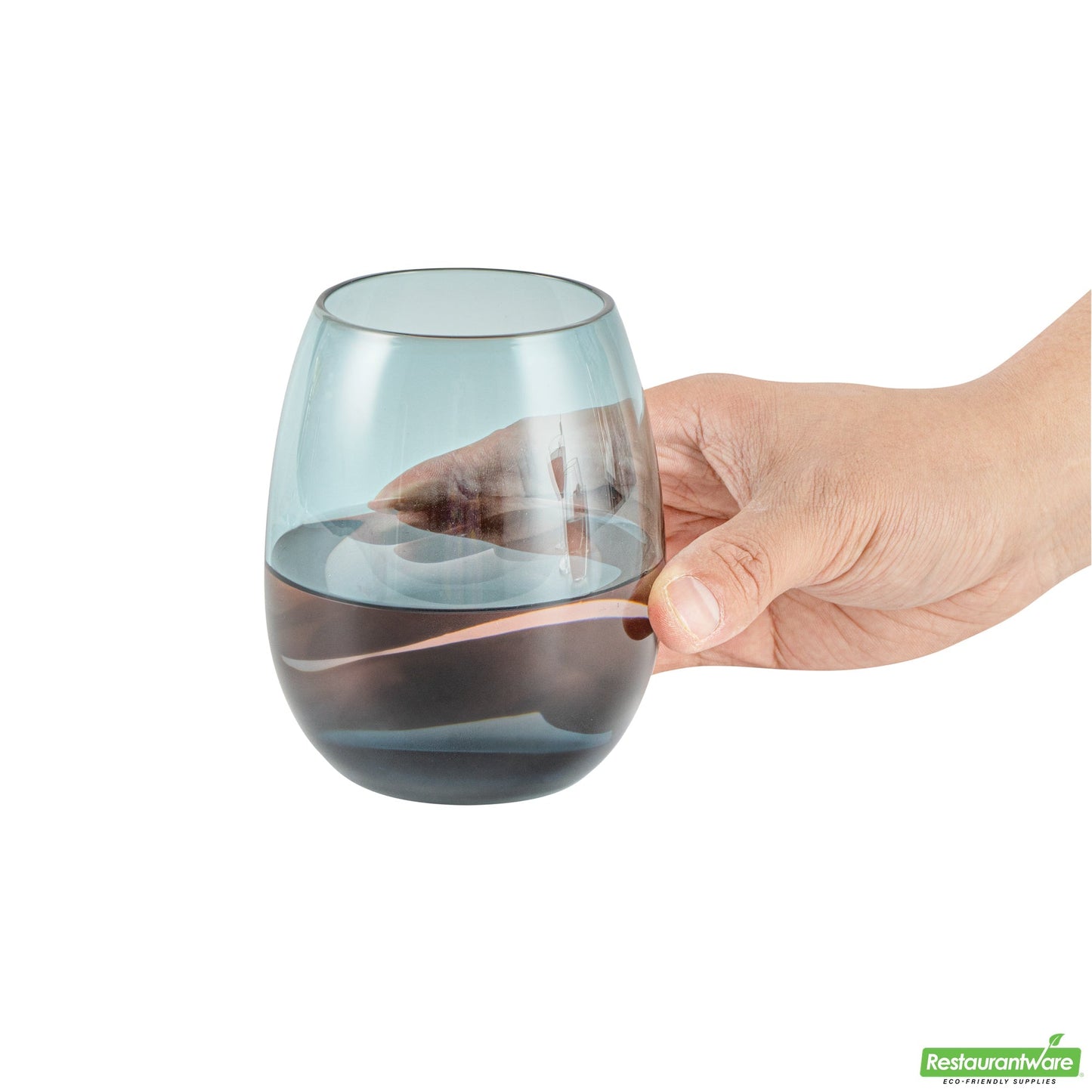 Wholesale Restaurantware Vetri 15 Oz Blue Stemless Wine Glass - 3 3/4" X 3 3/4" X 4 1/4" - 24 Count Box- Bulk