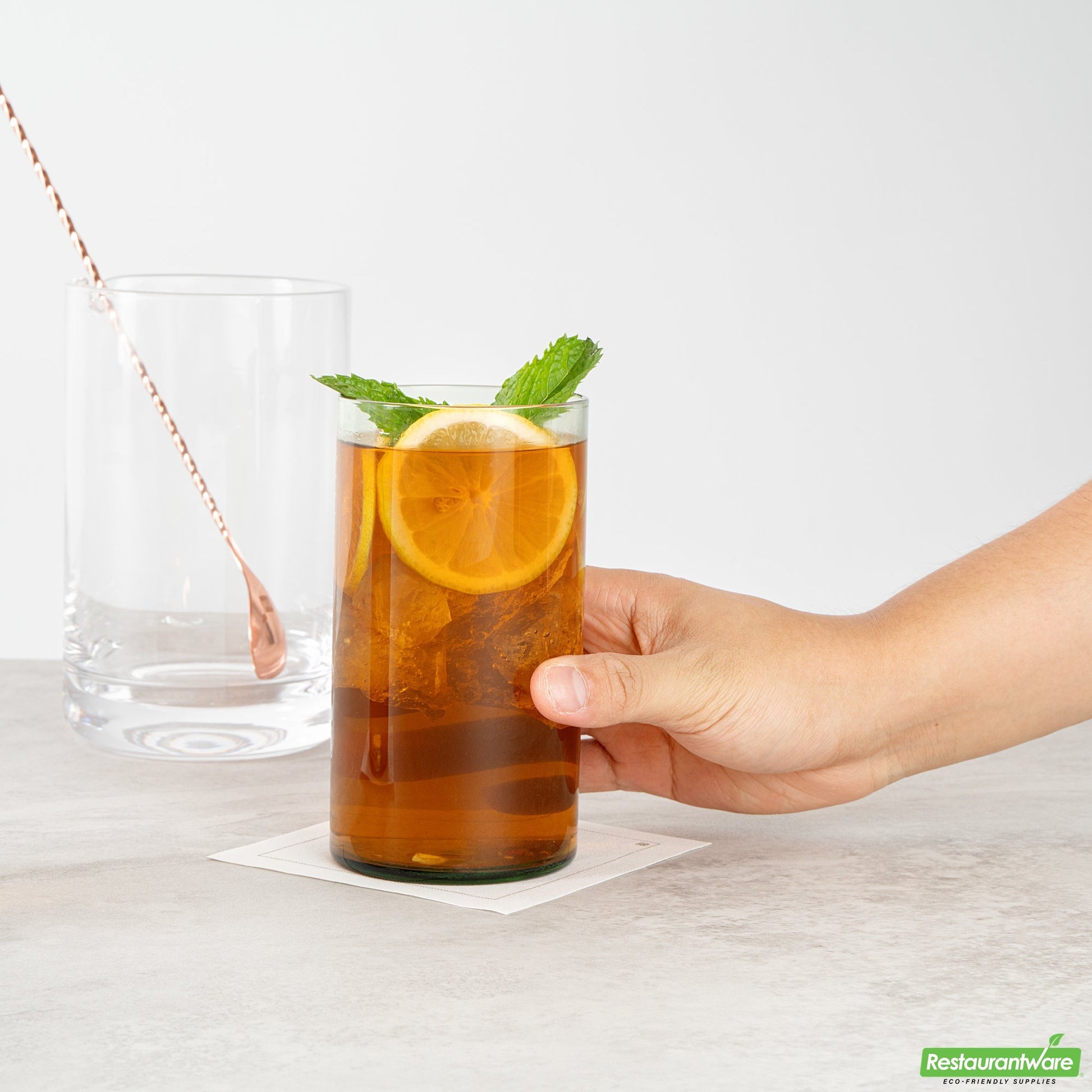 Wholesale Restaurantware Vetri 16 Oz Green Beverage Glass - 3" X 3" X 5 1/2" - 24 Count Box- Bulk