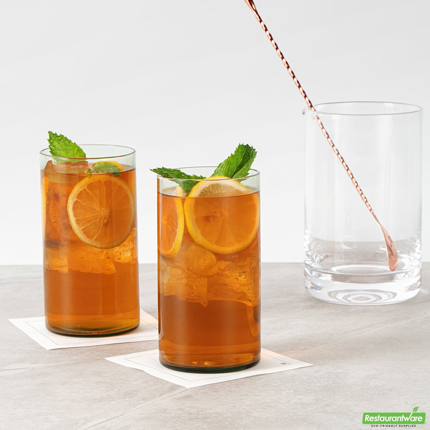 Wholesale Restaurantware Vetri 16 Oz Green Beverage Glass - 3" X 3" X 5 1/2" - 24 Count Box- Bulk