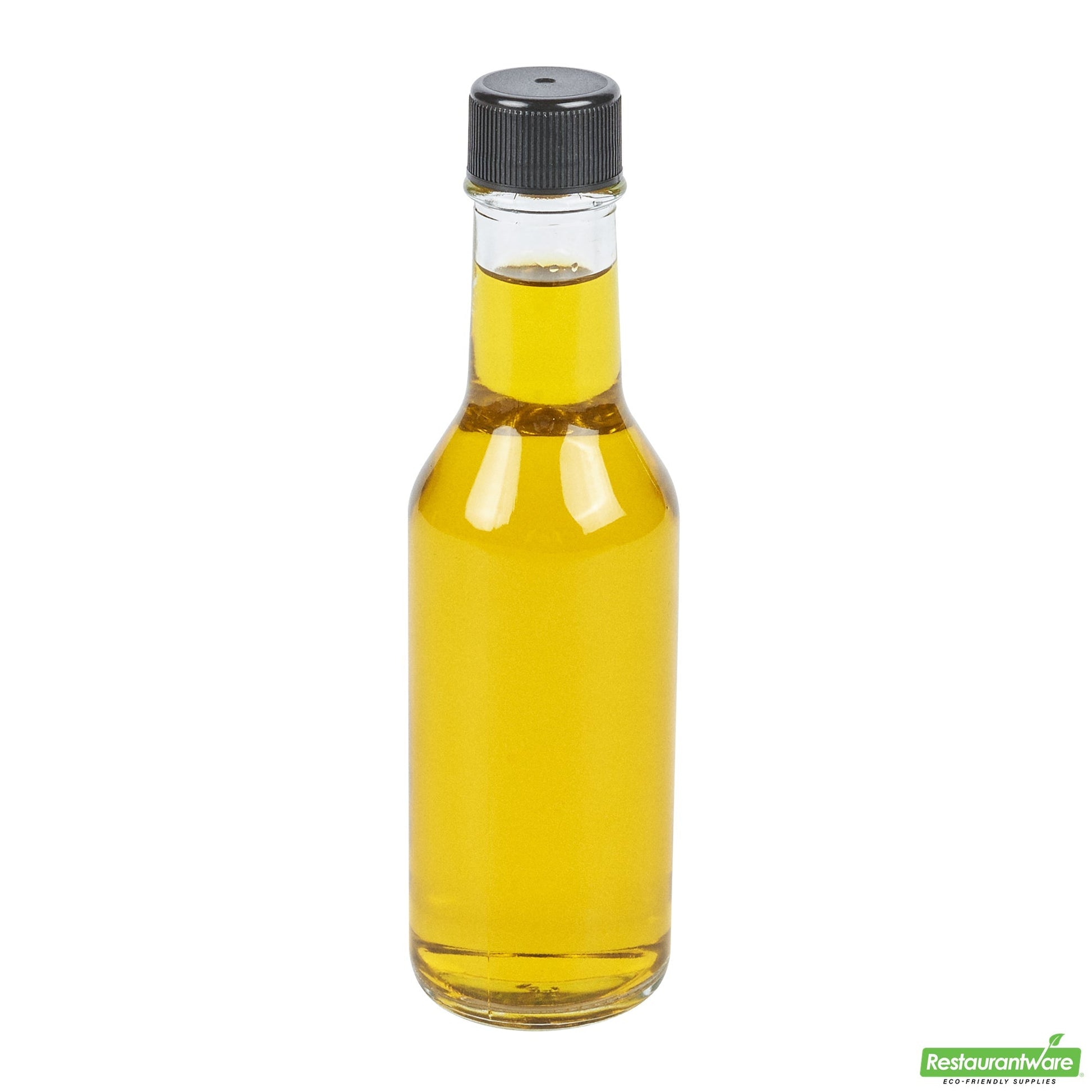 Wholesale Restaurantware Vetri 5 Oz Glass Woozy Bottle - with Black Cap - 1 3/4" X 1 3/4" X 6 3/4" - 10 Count Box- Bulk