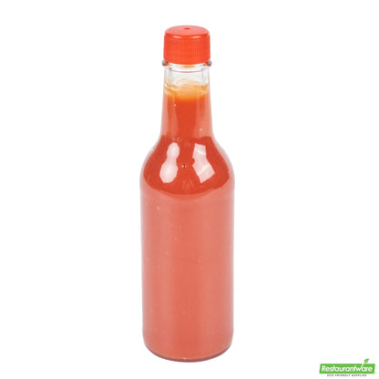 Wholesale Restaurantware Vetri 9 Oz Glass Woozy Bottle - with Red Cap - 2 1/4" X 2 1/4" X 7 3/4" - 10 Count Box- Bulk