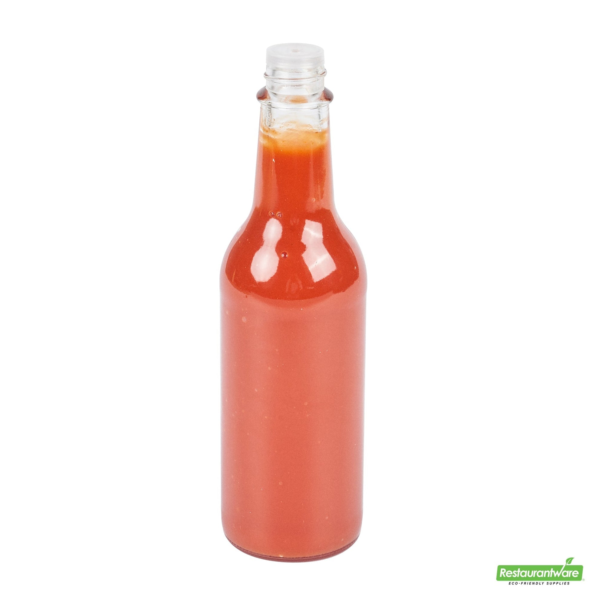 Wholesale Restaurantware Vetri 9 Oz Glass Woozy Bottle - with Red Cap - 2 1/4" X 2 1/4" X 7 3/4" - 10 Count Box- Bulk
