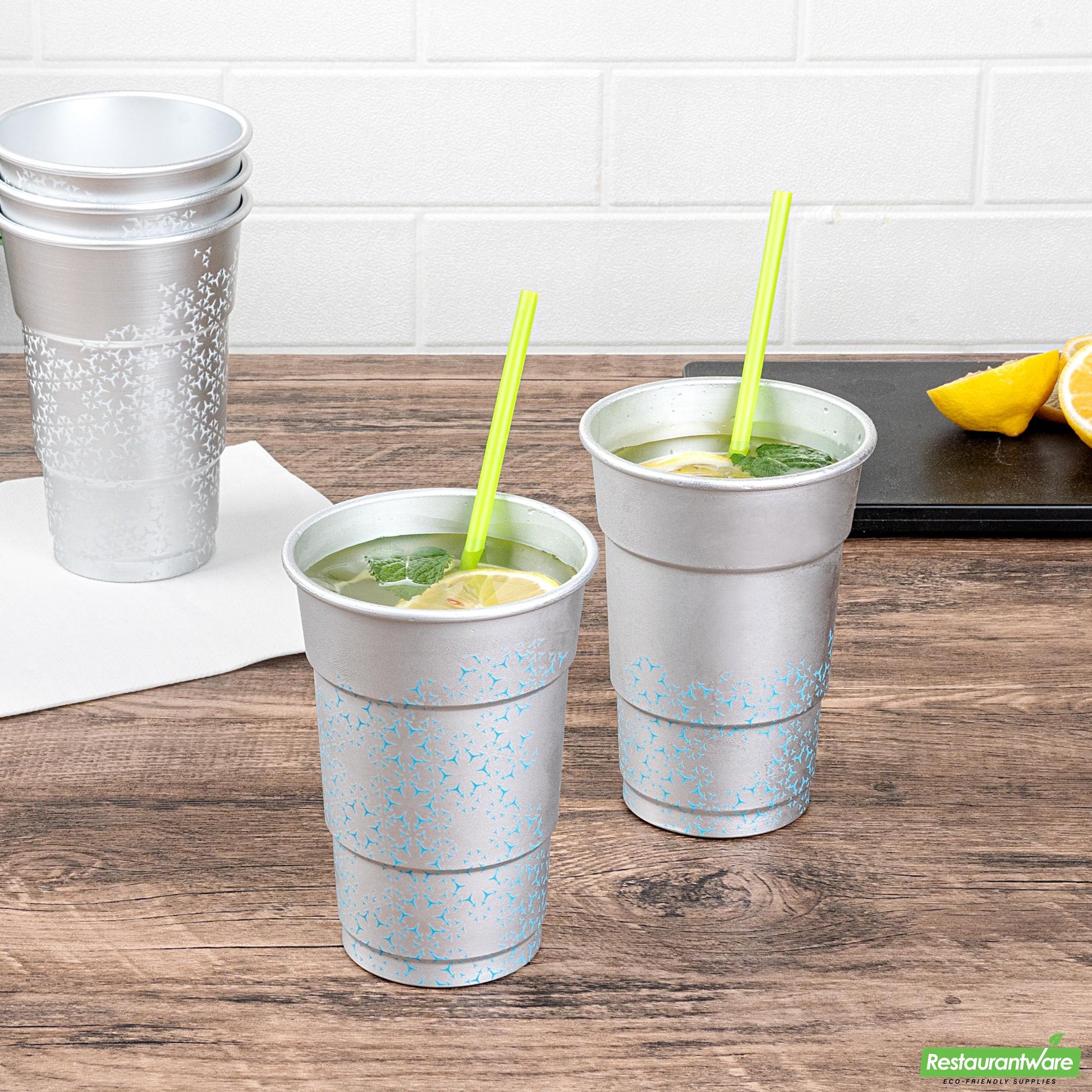 Wholesale Restaurantware Saving Nature 16 Oz Aluminum Color Changing Drinking Cup - 3 1/2'' X 3 1/2'' X 5'' - 4 Count Box- Bulk