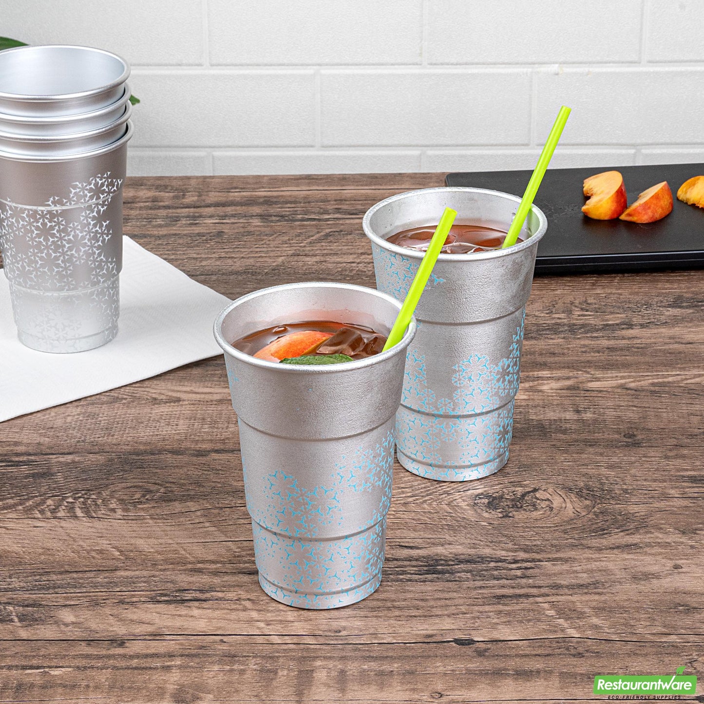 Wholesale Restaurantware Saving Nature 20 Oz Aluminum Color Changing Drinking Cup - 3 1/2'' X 3 1/2'' X 5 1/2'' - 4 Count Box- Bulk