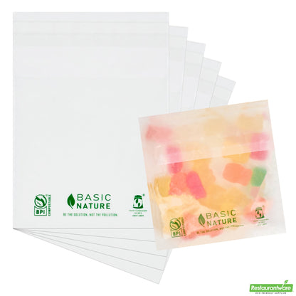 Wholesale Restaurantware Basic Nature Translucent Pla Plastic / Pbat Lip and Tape Bag - Self-Sealing, Compostable - 4" X 4" - 100 Count Box- Bulk