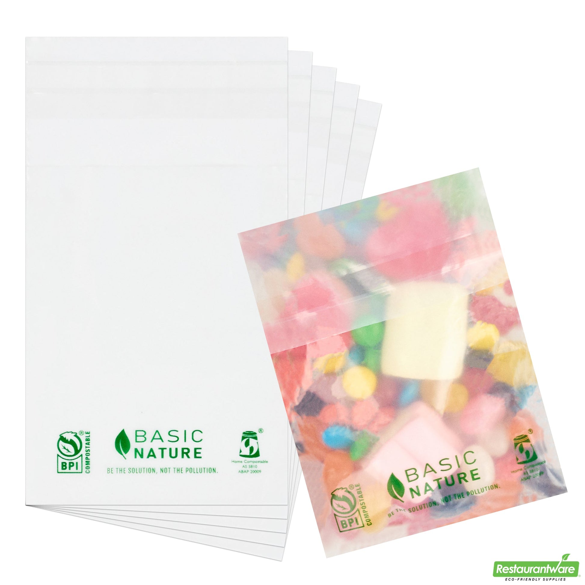 Wholesale Restaurantware Basic Nature Translucent Pla Plastic / Pbat Lip and Tape Bag - Self-Sealing, Compostable - 4" X 3" - 100 Count Box- Bulk