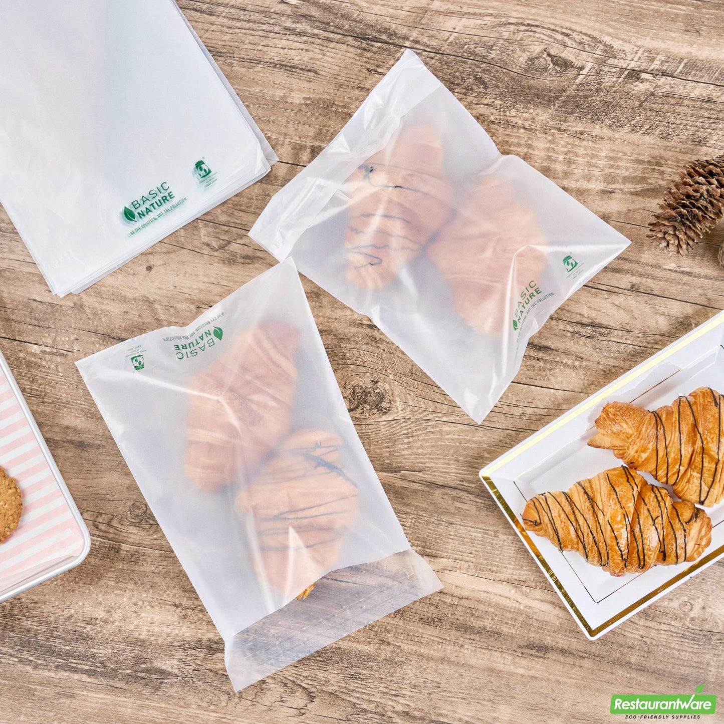Wholesale Restaurantware Basic Nature Translucent Pla Plastic / Pbat Lip and Tape Bag - Self-Sealing, Compostable - 10" X 8" - 100 Count Box- Bulk