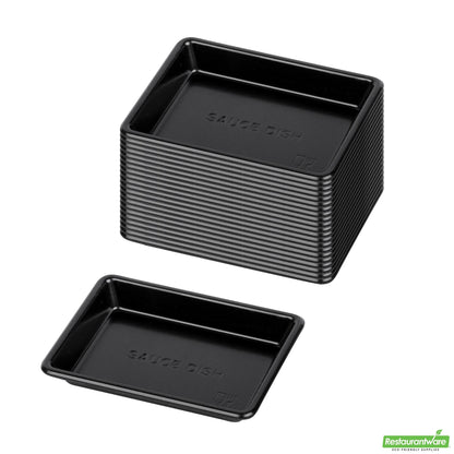Wholesale Restaurantware Bento Tek 1 Oz Rectangle Black Plastic Sauce Dish - 3" X 2 1/4" - 1000 Count Box- Bulk