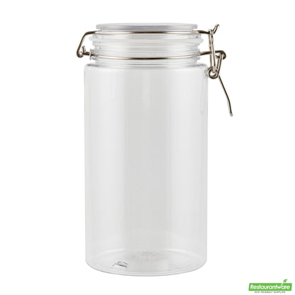 Wholesale Restaurantware Met Lux 51 Oz Round Clear Plastic Storage Jar - with Hinged Lid - 4 1/4" X 4 1/4" X 8 1/4" - 20 Count Box- Bulk