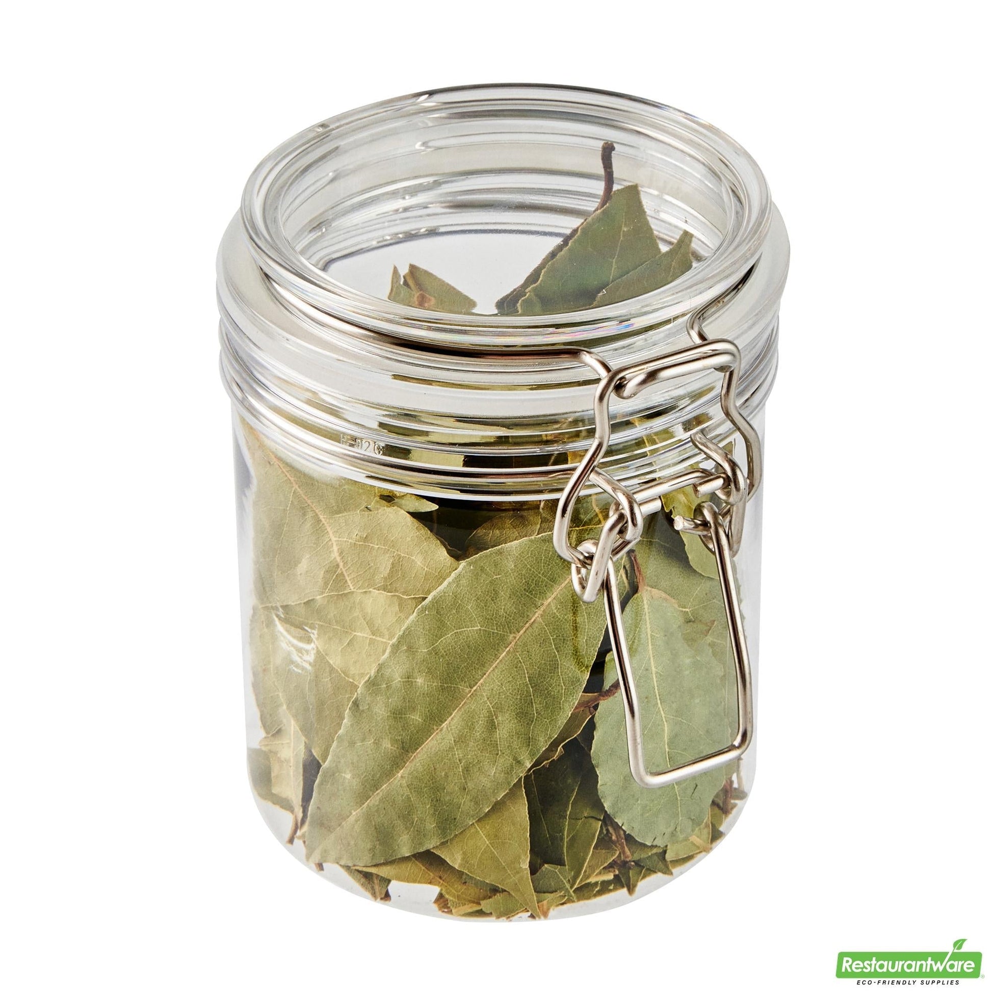 Wholesale Restaurantware Met Lux 17 Oz Round Clear Plastic Storage Jar - with Hinged Lid - 3 1/2" X 3 1/2" X 4 1/2" - 20 Count Box- Bulk