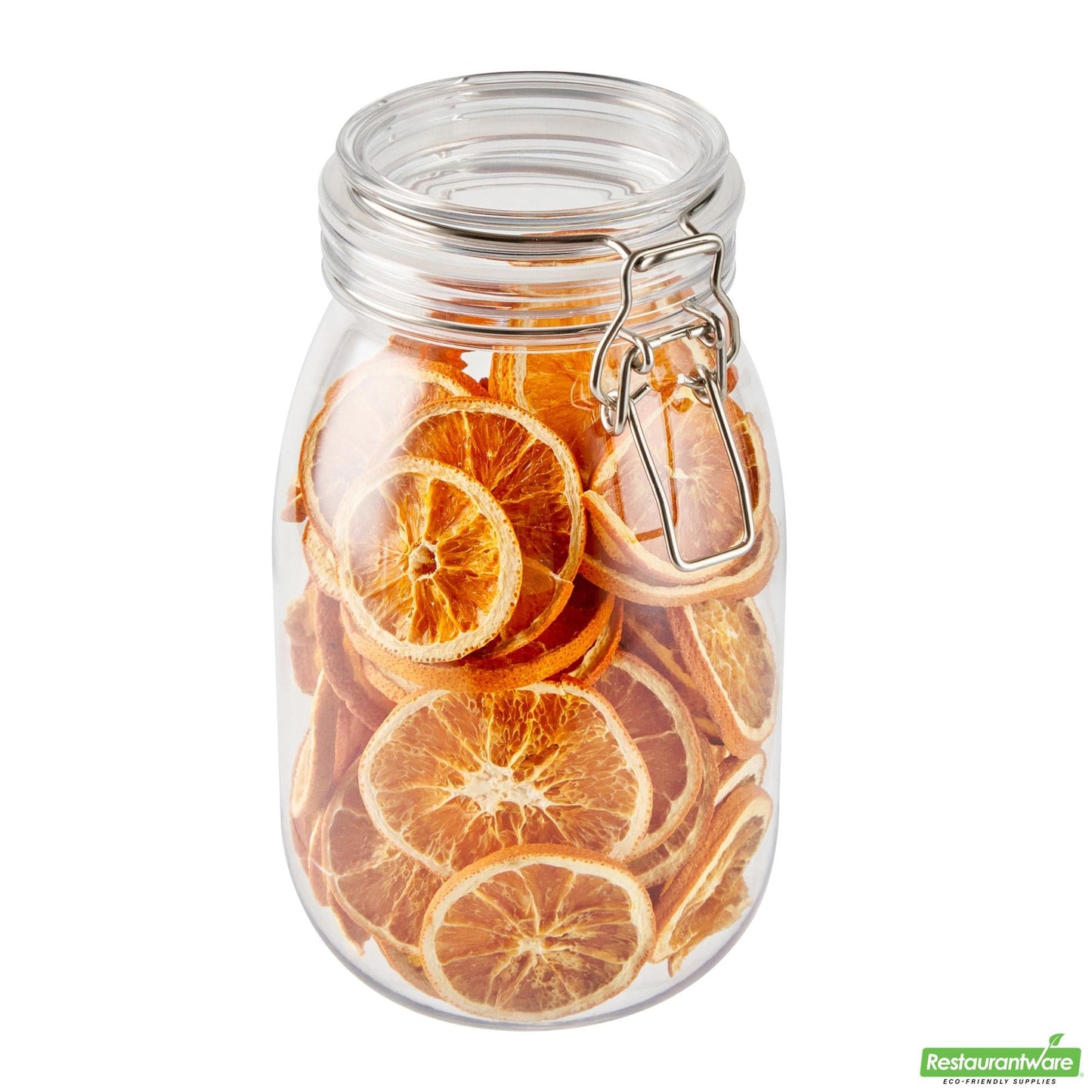 Wholesale Restaurantware Met Lux 56 Oz Round Clear Plastic Storage Jar - with Hinged Lid - 4 3/4" X 4 3/4" X 8 1/4" - 20 Count Box- Bulk