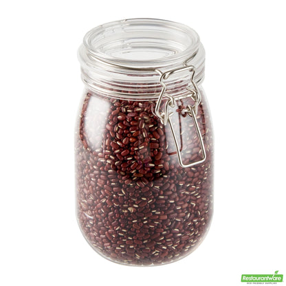 Wholesale Restaurantware Met Lux 39 Oz Round Clear Plastic Storage Jar - with Hinged Lid - 4 1/4" X 4 1/4" X 7" - 20 Count Box- Bulk