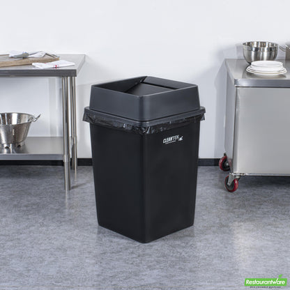 Wholesale Restaurantware Clean Tek Professional Square Black Plastic Swing Lid - Fits 35 / 50 Gal Square Trash Can - 1 Count Box- Bulk
