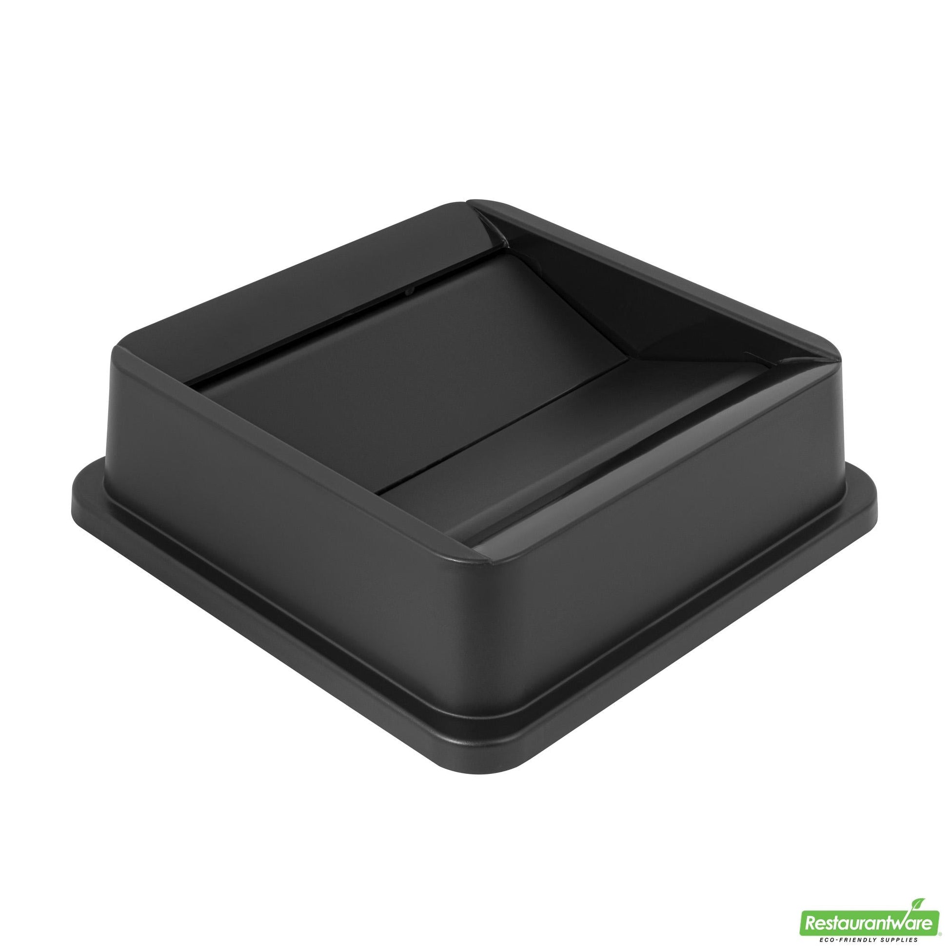 Wholesale Restaurantware Clean Tek Professional Square Black Plastic Swing Lid - Fits 35 / 50 Gal Square Trash Can - 1 Count Box- Bulk