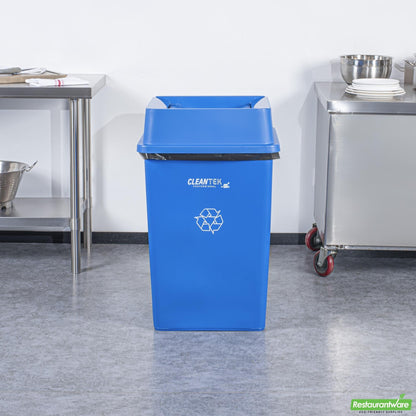 Wholesale Restaurantware Clean Tek Professional Square Blue Plastic Swing Lid - Fits 35 / 50 Gal Square Recycling Bin - 1 Count Box- Bulk