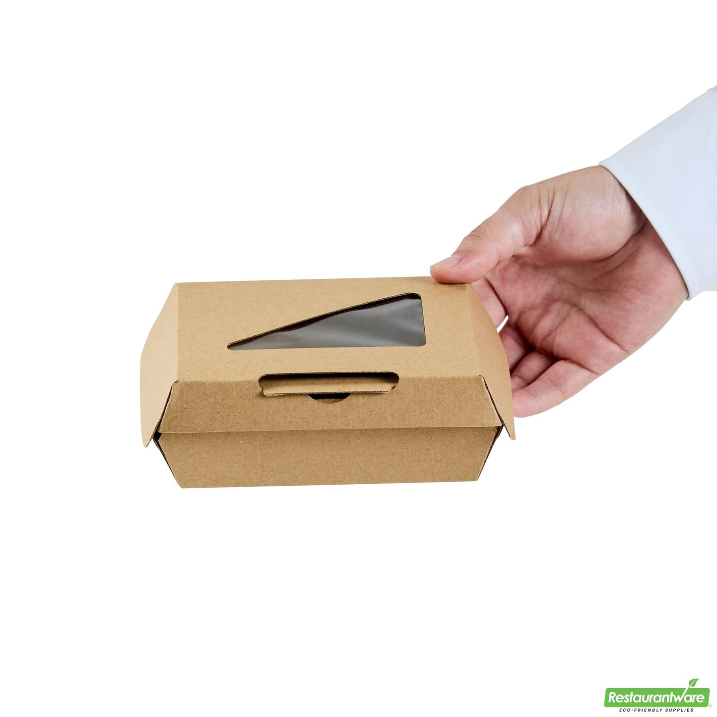 Wholesale Restaurantware Eco Tek Square Kraft Paper Corrugated Clamshell Container - with Pla Window - 5" X 4" X 2" - 100 Count Box- Bulk