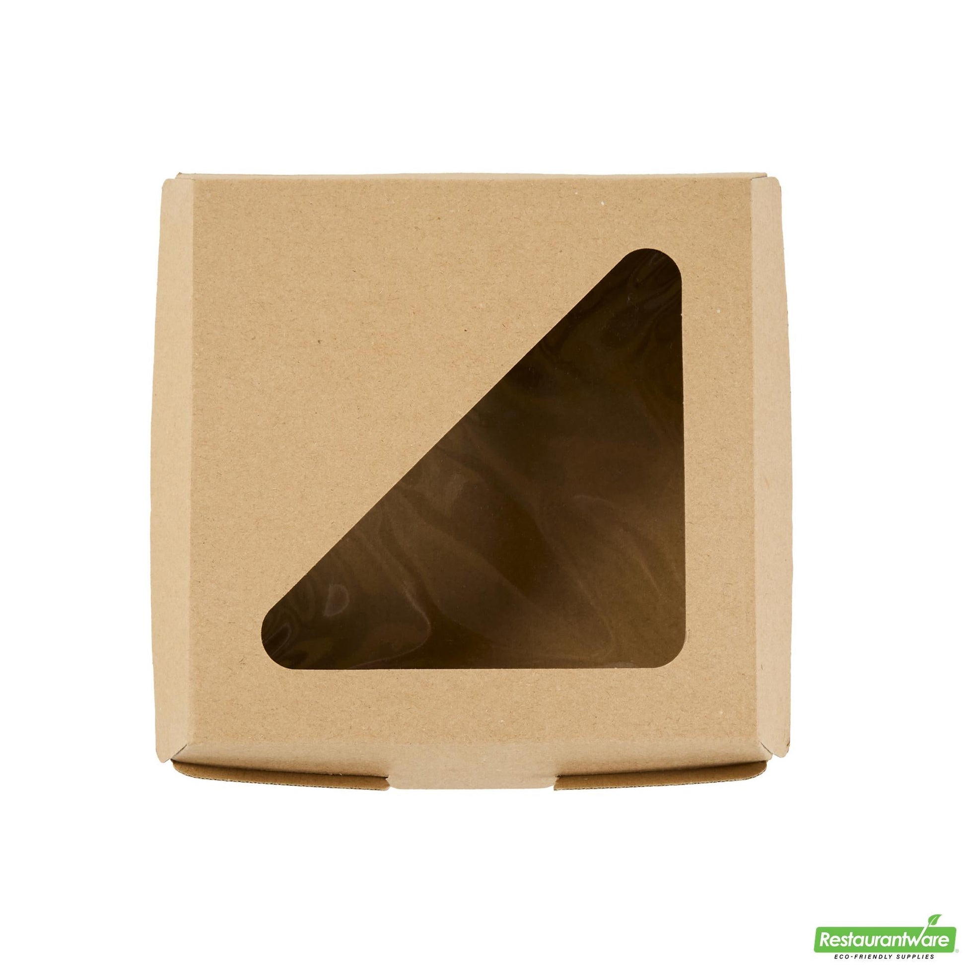 Wholesale Restaurantware Eco Tek Square Kraft Paper Corrugated Clamshell Container - with Pla Window - 6 1/2" X 6 1/2" X 2" - 100 Count Box- Bulk