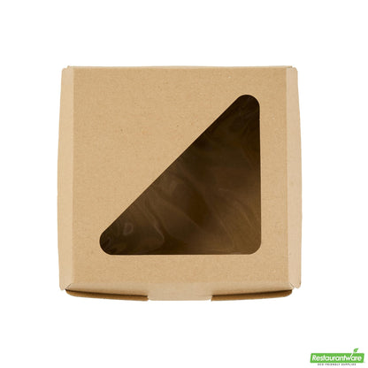 Wholesale Restaurantware Eco Tek Square Kraft Paper Corrugated Clamshell Container - with Pla Window - 6 1/2" X 6 1/2" X 2" - 100 Count Box- Bulk