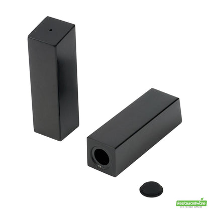 Wholesale Restaurantware 2 Oz Black Stainless Steel Rectangular Salt and Pepper Shaker Set - 1" X 1" X 3 1/4" - 1 Count Box- Bulk