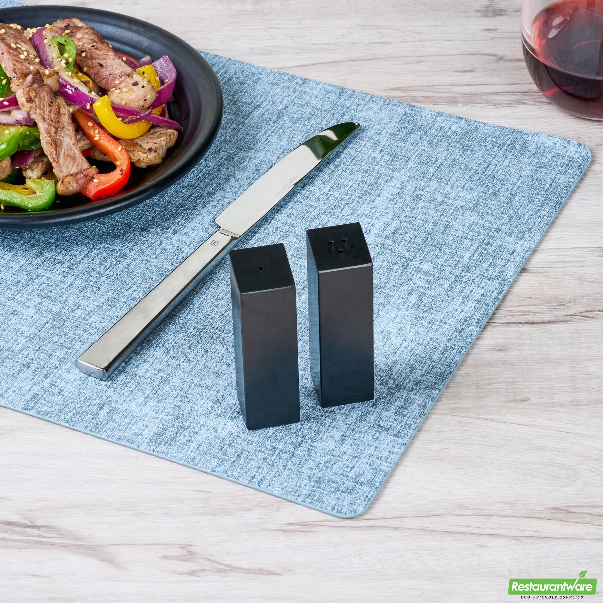 Wholesale Restaurantware 2 Oz Black Stainless Steel Rectangular Salt and Pepper Shaker Set - 1" X 1" X 3 1/4" - 1 Count Box- Bulk